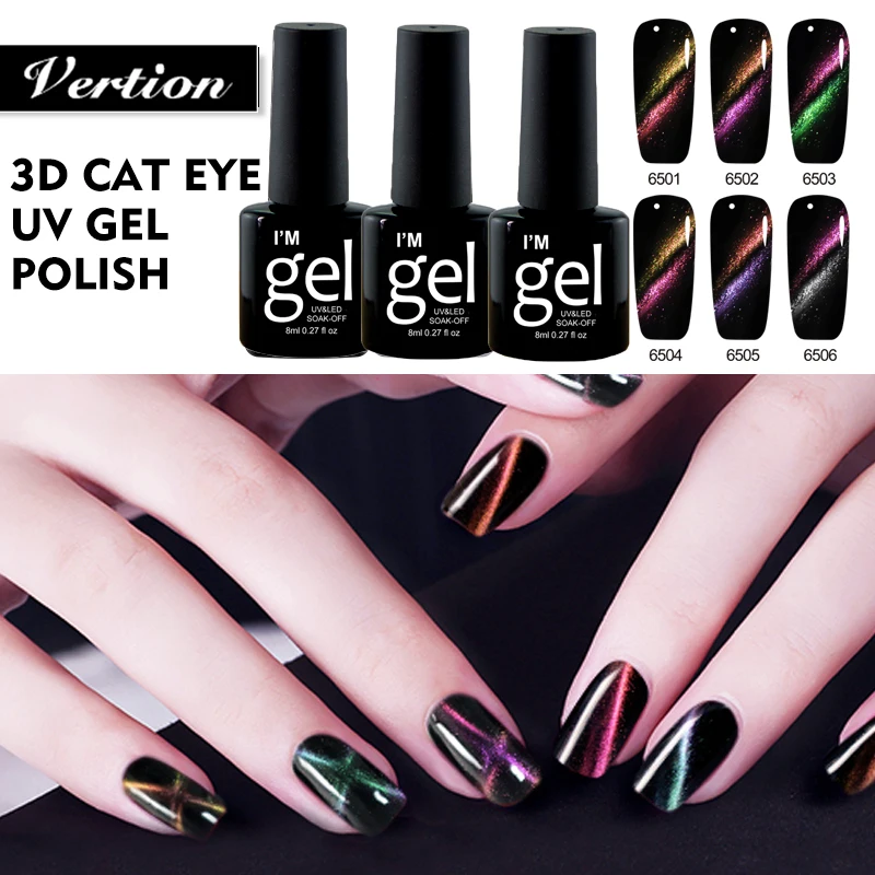Verntion 3D Красный кошачий глаз счастливый красочный гель лак УФ для ногтей длинный