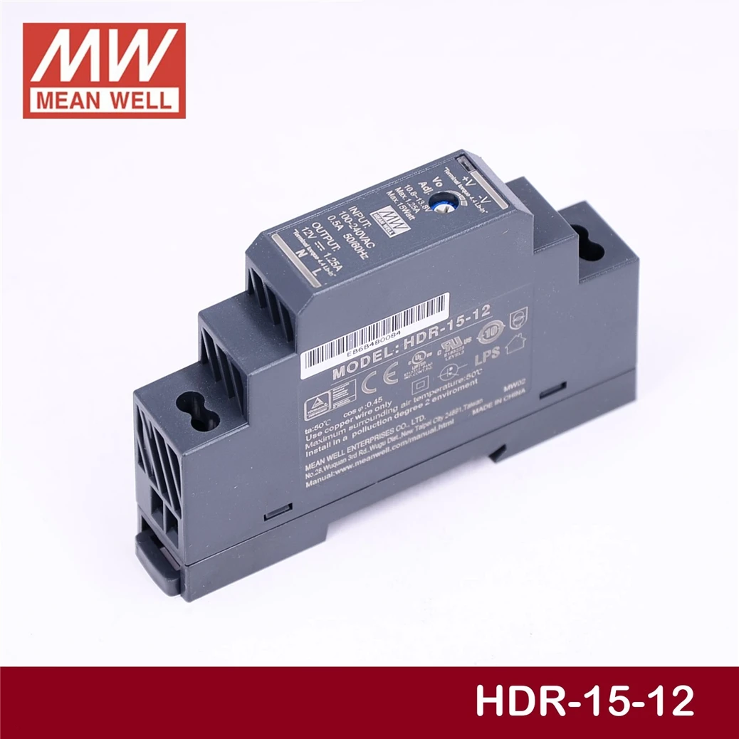 Meanwell HDR 15 12 V 1.25A meanwell W одиночный выход промышленный din рейку блок