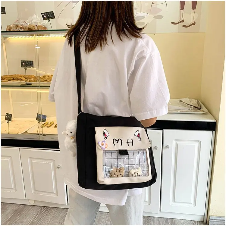 

2020 new students shoulder bag Japanese cute cartoon transparent student messenger bag all-match casual shoulder bag Women's bag