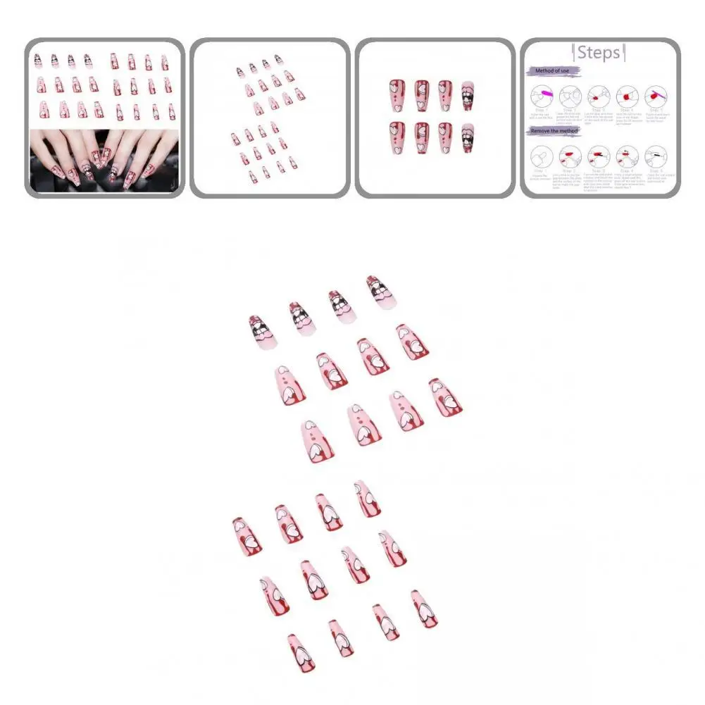 

Smooth Surface 1Set Novelty Red Lips DIY False Fingernail Pieces ABS Fake Tips Safe for Birthday