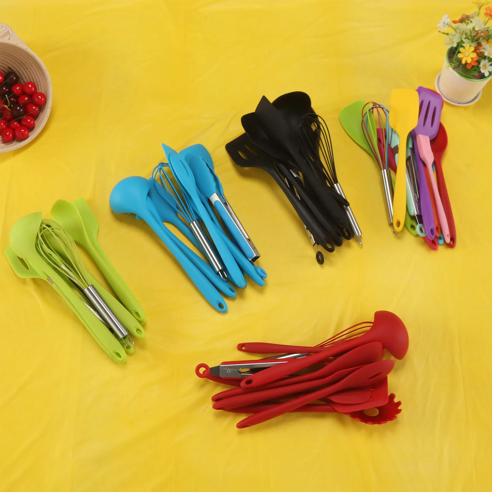 10 шт. кухонные силиконовые ложки с антипригарным покрытием лопатка половник