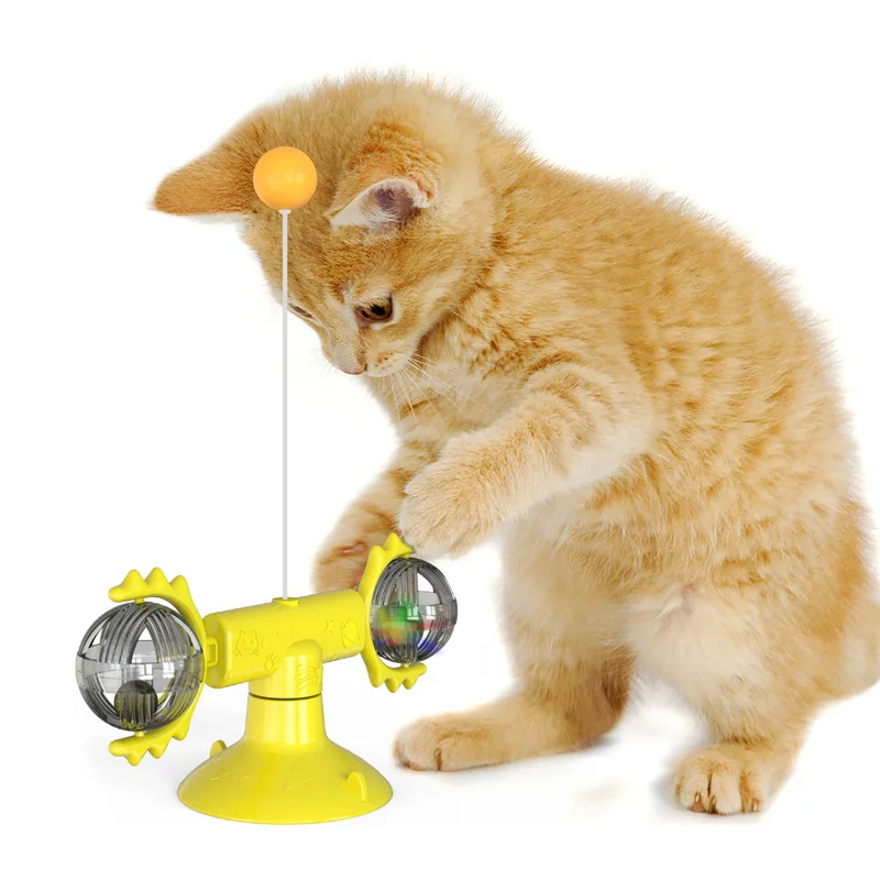 

New Hot Cat Toy Turntable Windmill Funny Cat Stick Spinning Catnip