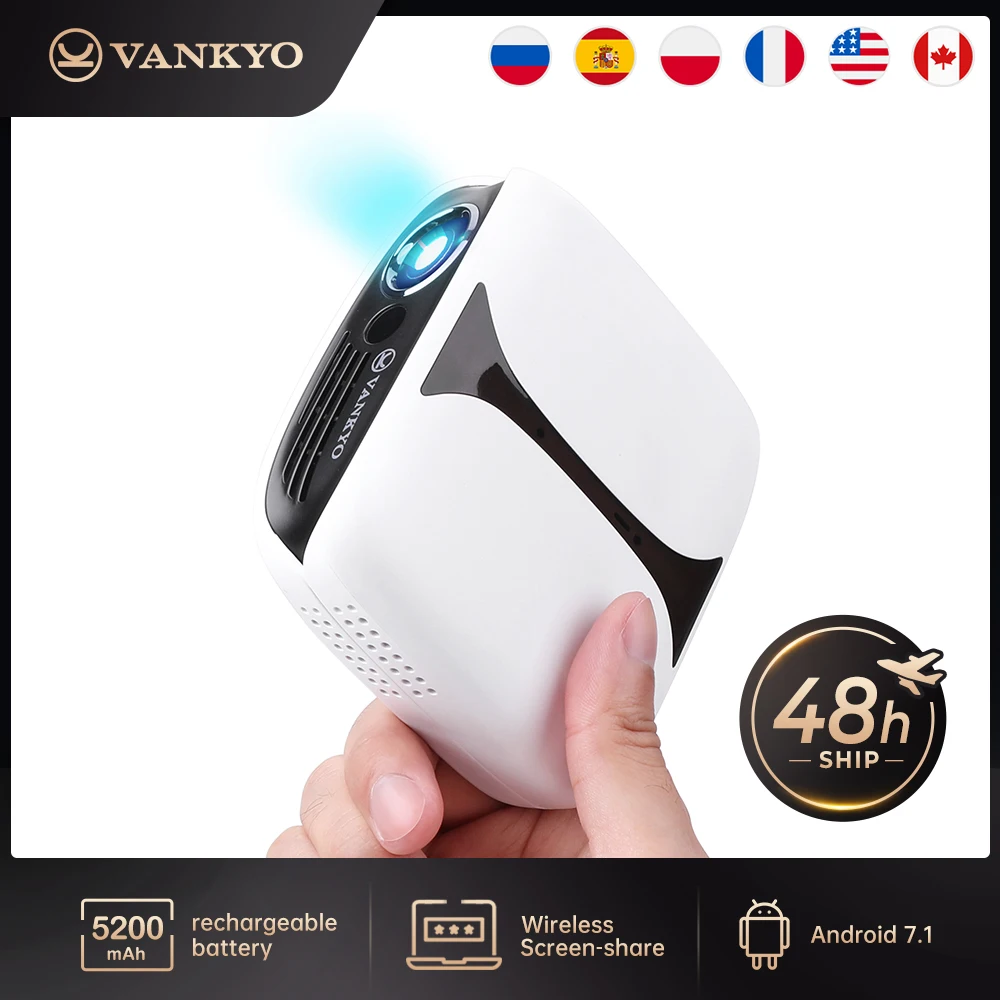 Мини проектор vanбургер A101MQ DLP 1080P 3D беспроводной Перезаряжаемый мини для iPhone Android