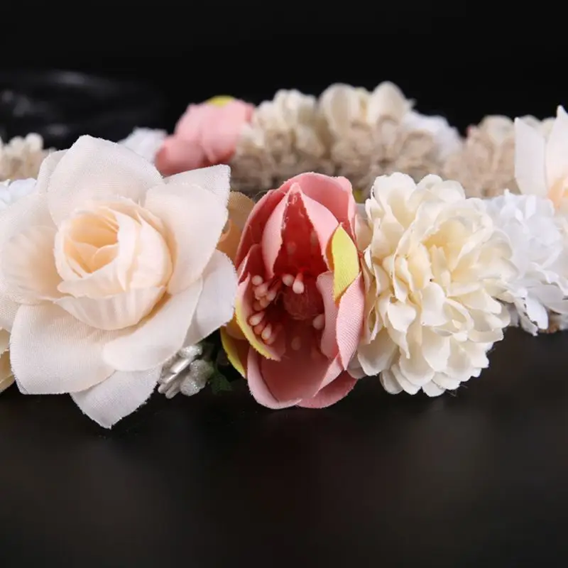 

Womens Boho Wreath Crown Hawaii Beach Holiday Bridal Floral Wedding Headpiece