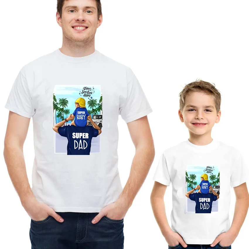 Семейные комплекты одежды в семейном стиле для папы и сына футболки рубашки