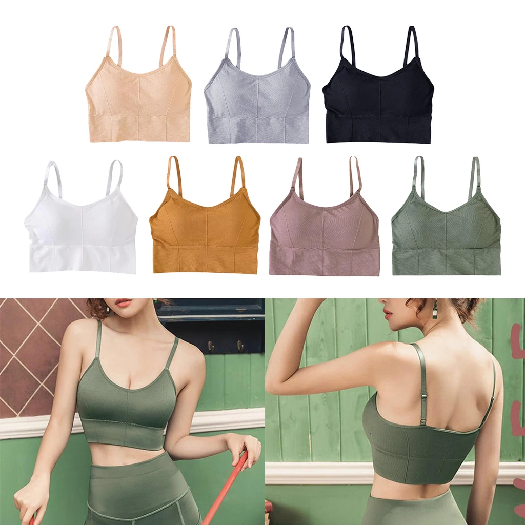 

Womens Sweat Absorbing Bustier Crop Top Padded Bra Top Vest Camisole