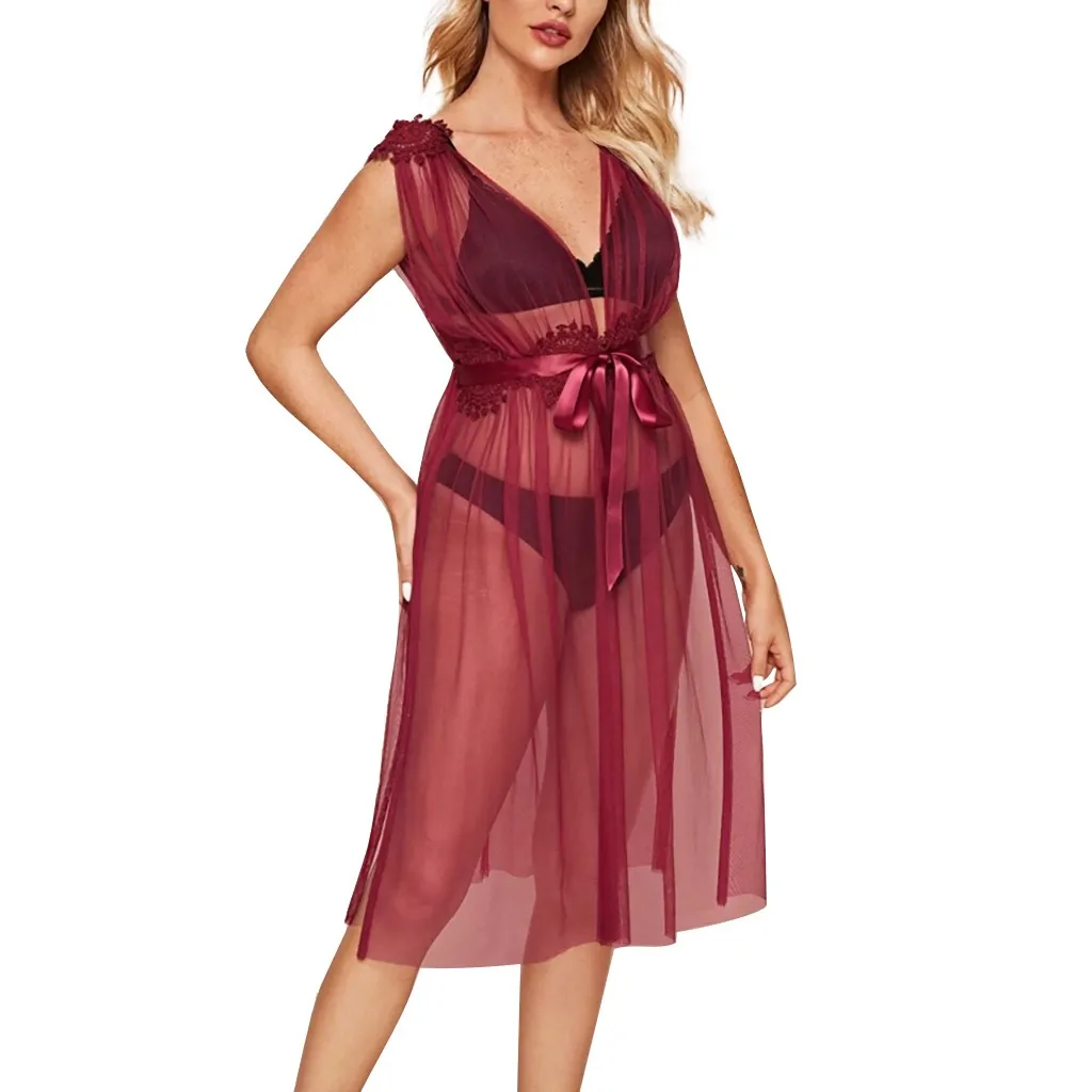 Сексуальное женское белье сексуальная блузка Халат + G-стринги порно одежда для