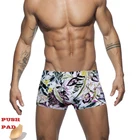 Мужской купальник с пуш-подкладкой, спортивные трусы с низкой талией, с принтом, летний, модный, 2020