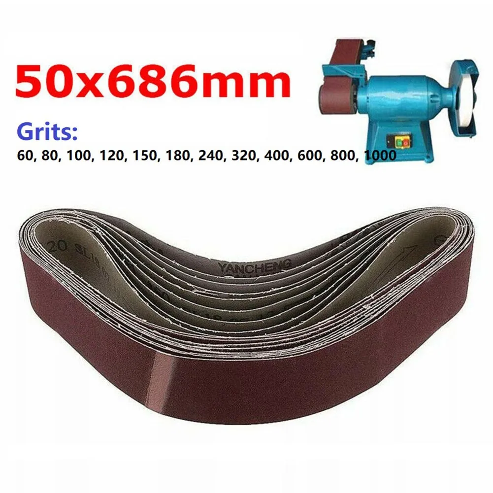 

686*50mm Aluminium Oxide Sanding Belts 40-1000 Grit For Sander Polishing Machine Sanding Metals Wood Leather Power Tools