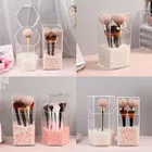 Квадратная жемчужная косметичка, прозрачная флип-Пылезащитная Косметическая щетка, бочка для кистей для бровей, акриловая коробка для хранения карандашей для бровей