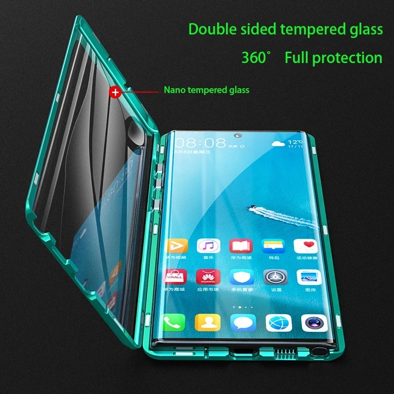 360 магнитный чехол для Oneplus 9 8T 8 7 7T Pro Nord стеклянный Алюминиевый металлический