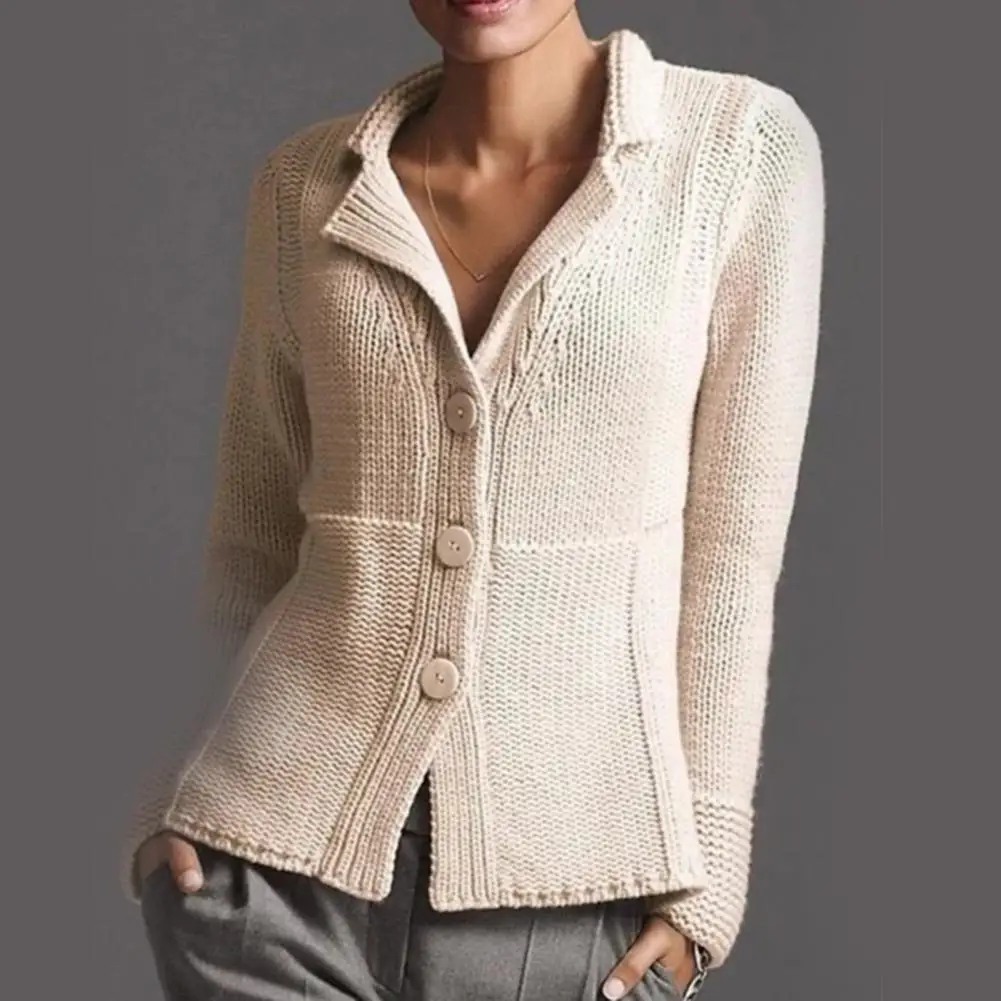 

Autumn Winter Women V Neck Knitted Sweater Long Sleeve Button Clothing Cardigan