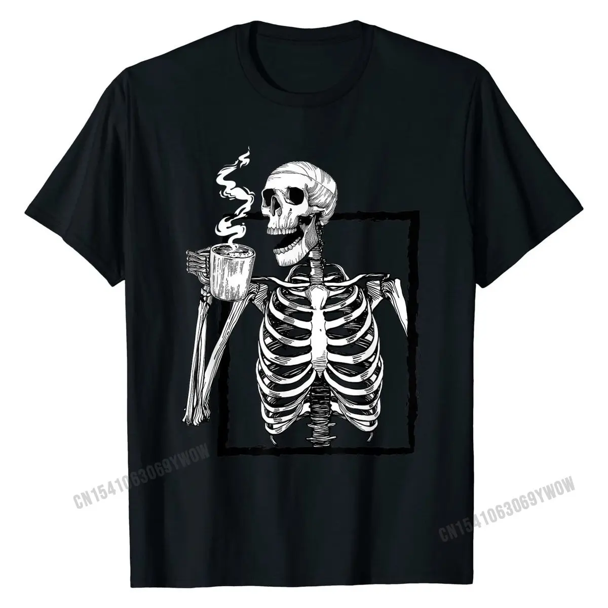 

Skeleton Drinking Coffee Lover Funny Halloween Skull T-Shirt Custom Tops & Tees Cotton Boy T Shirt Custom Classic