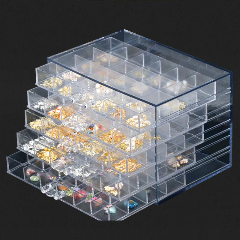 

120 Grid Nail Jewelry Storage Box Transparent Jewelry Storage Box Diamond Organizer Display Stand Acrylic Drawer Plastic ZM80809