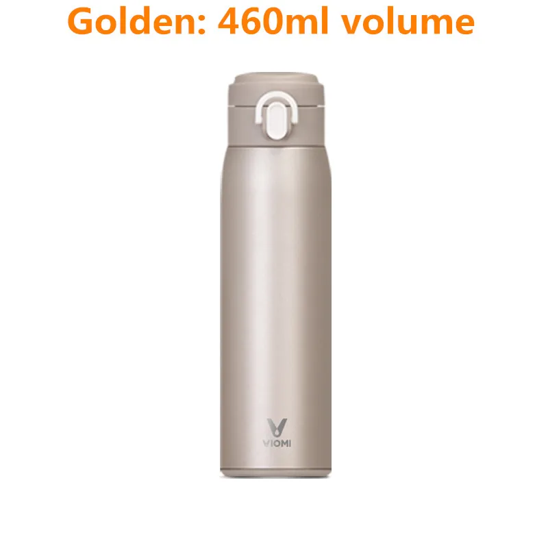 460ml golden Xiaomi Mijia VIOMI Портативный Вакуумный Термос 300 мл/460 мл Легкий сплав Материал 24 часа термос одной рукой Вкл/закрывает - Цвет: 460ml golden