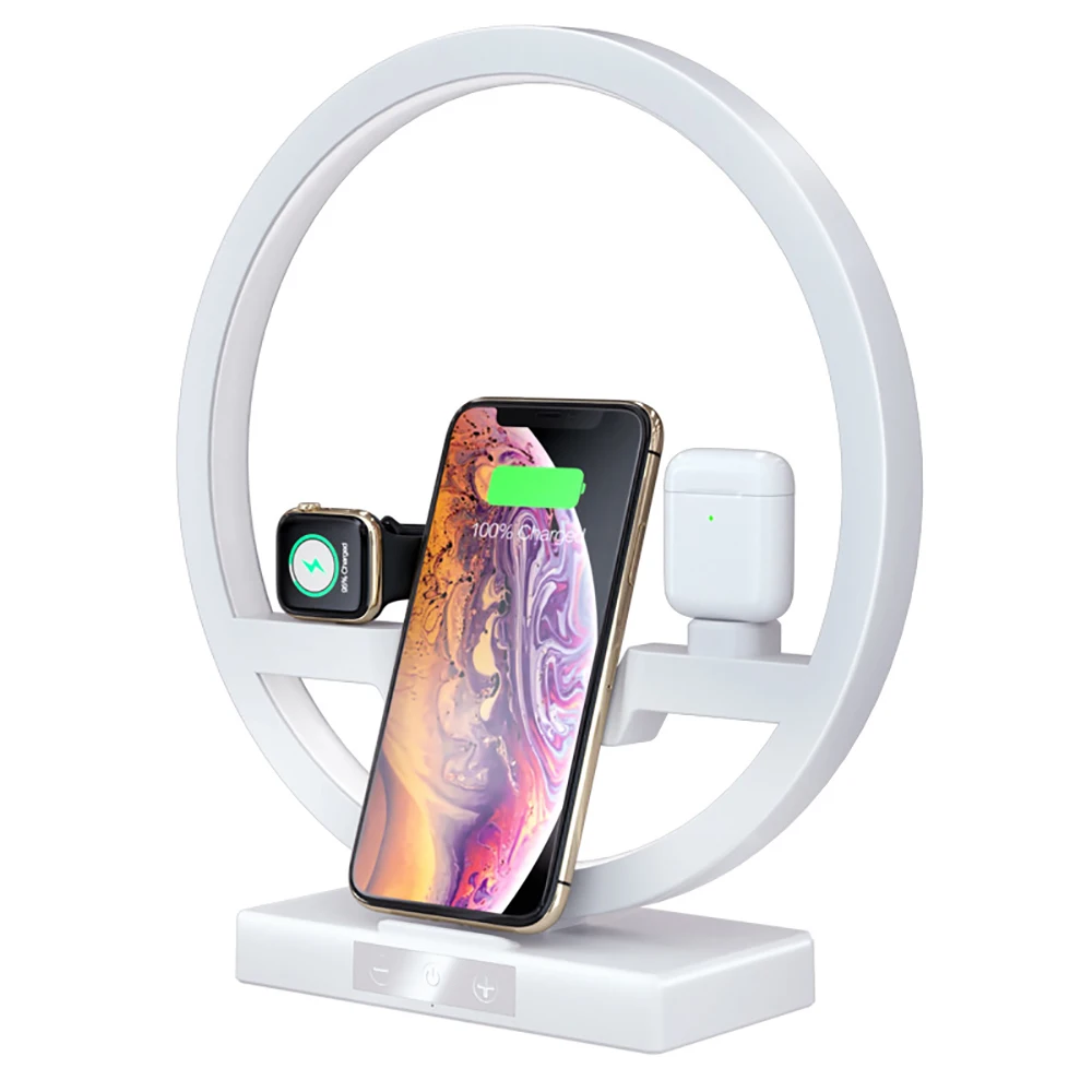 Беспроводная зарядная док-станция 3 в 1 QI для iPhone 11 Pro Max Apple Watch iWatch 2 4 5 Airpods