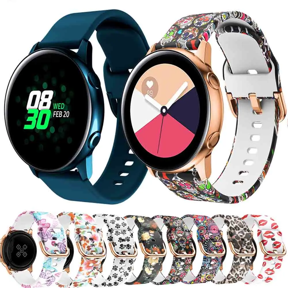 20 мм силиконовый ремешок для часов с принтом Samsung Galaxy Watch Active/active2 40 мм/Amazfit GTR 42 мм/GTS
