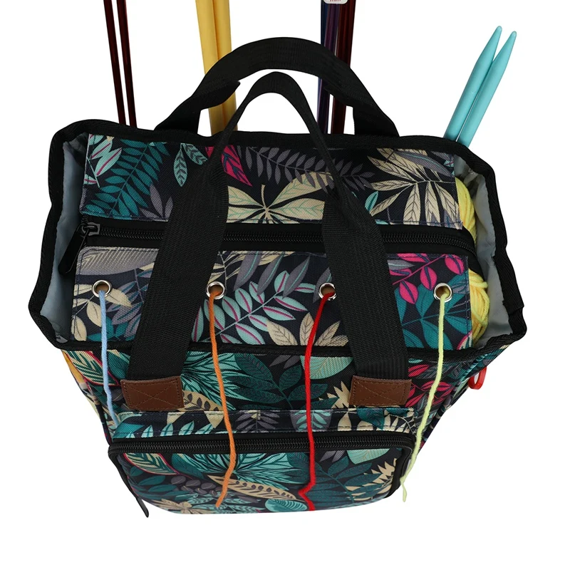 

Knitting Bag with Shoulder Straps, Yarn Bag for Carrying Projects, Knitting Needles, Crochet Hooks and Other Accessories
