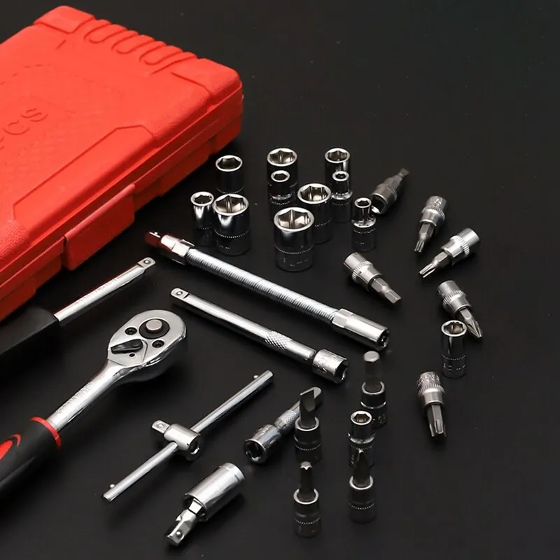 

46Pcs/Set Car Spanner Socket Batch Head Screwdriver Tool Spanner Torque Ratchet Kit Auto Workshop Repair Tools Accessories