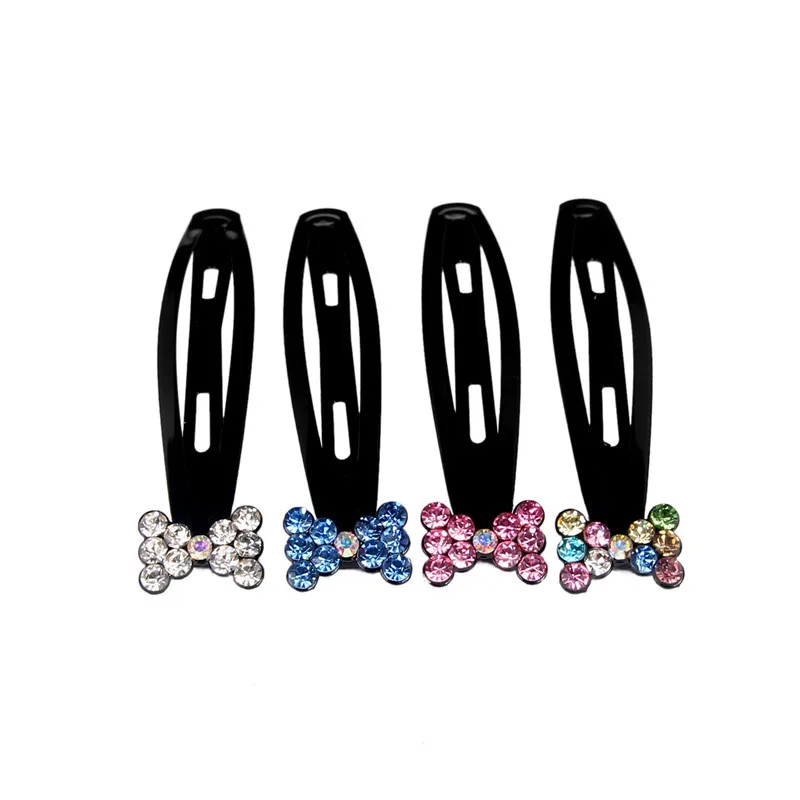 

5 Color Colorful Crystal Bow Tie BB Clip Metal Hair Clips Women Children Barrettes Headwear Girls Kids Sweet Bangs Hairpins 7CM