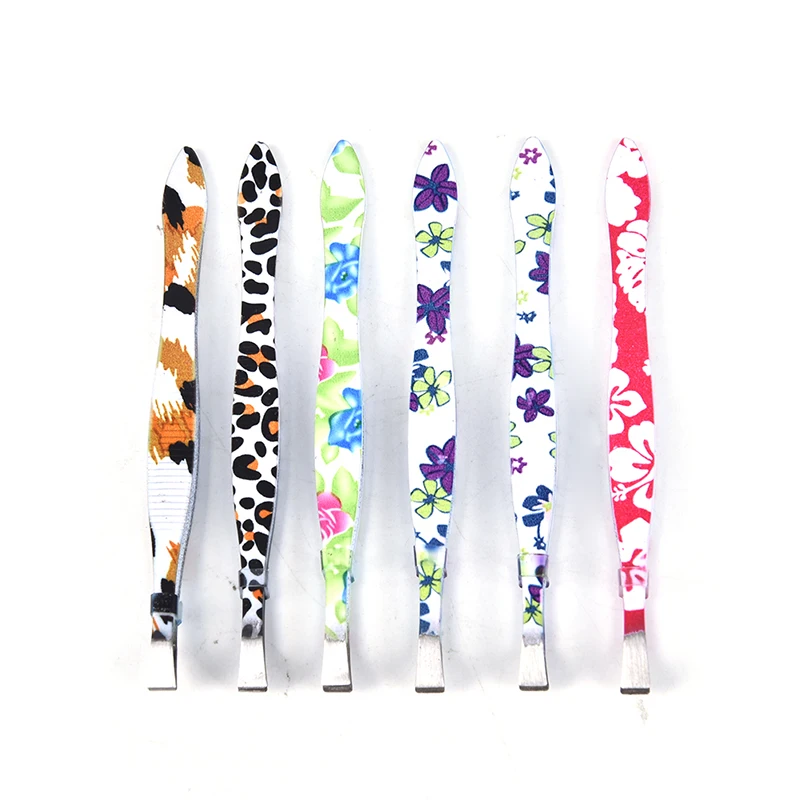 

1pc Eyebrow Tweezer Flower Printed Stainless Steel Eyebrow Tweezer Makeup Tool