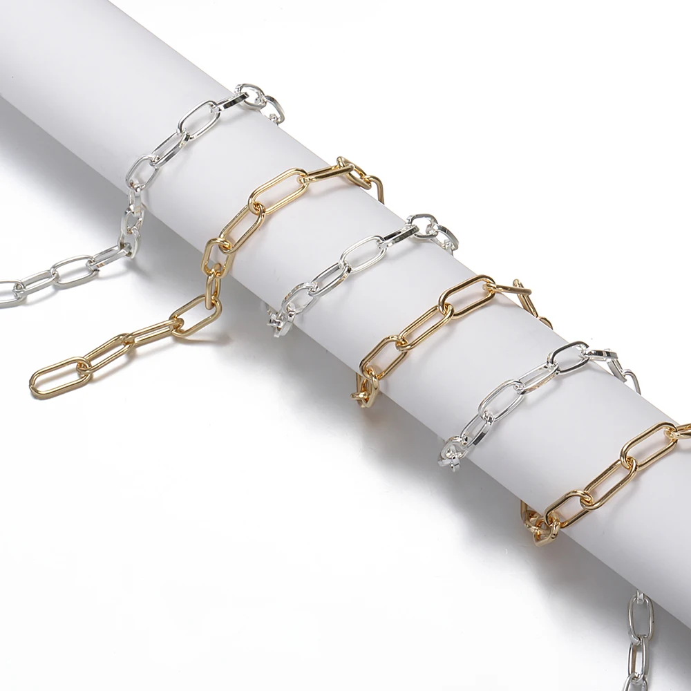 

2 meters Gold Silver Color Oval Link Cable Chains Bulk for DIY Jewelry Making Necklace Findings Craft Bracelet Anklet Components