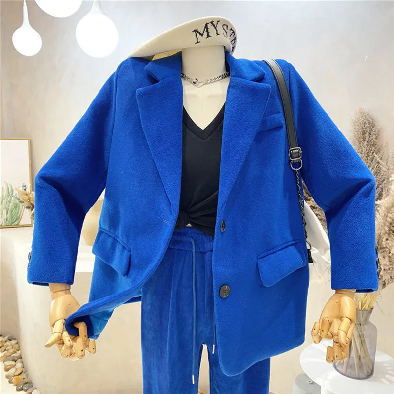 

Niche Design New Women's Clothing 2021 Winter Medium Length Long Sleeve Suit Design Woolen Coat Clip Cotton Blazers Jacket