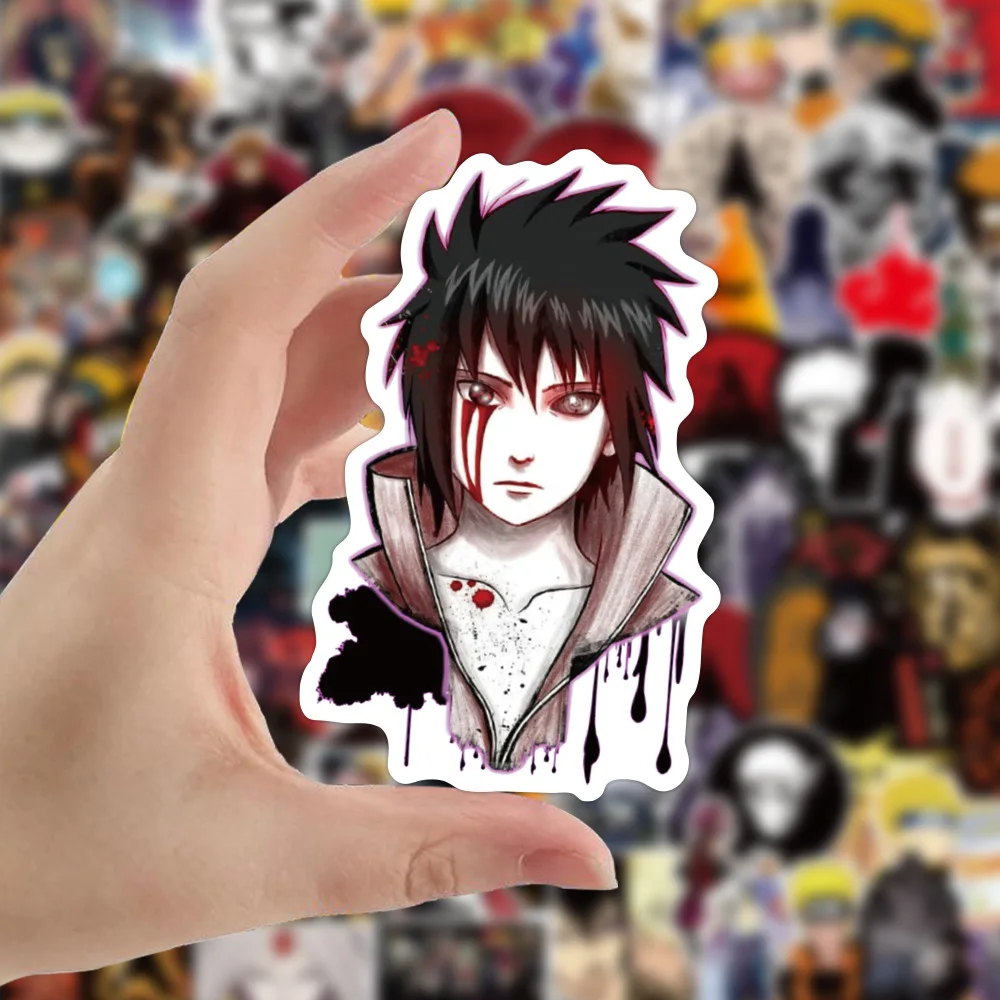 Pegatinas de Anime de NARUTO Uzumaki Sasuke Sakura Kakashi, pegatinas de dibujos para Snowboard, port&aacute;til, equipaje, resistente al agua, regalos, 5/10/100 Uds.-3