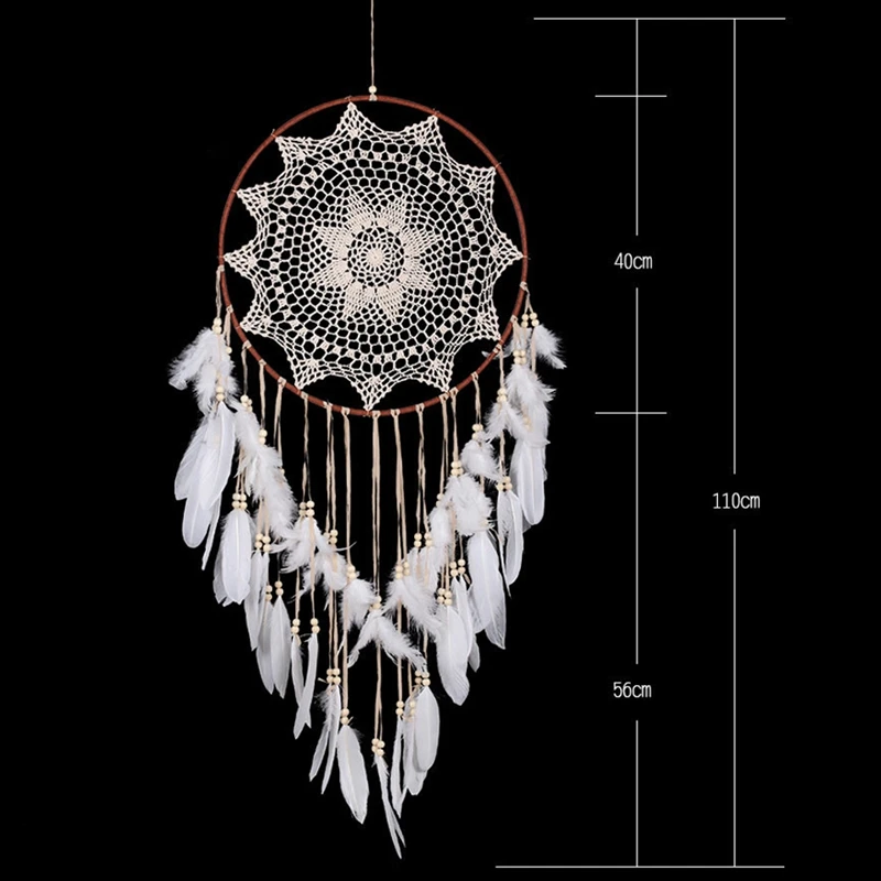 

Wind Chimes Handmade Lace Catcher Dream Feather Bead Hanging Decoration Ornament Home Decor Wall Hanging Dreamcatcher