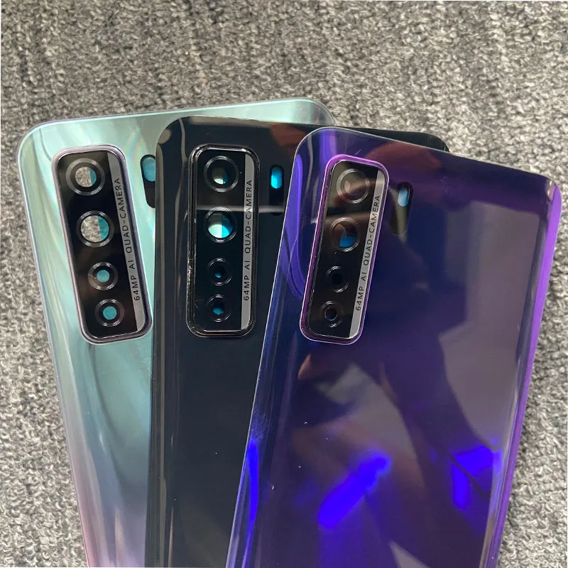 Задняя крышка батарейного отсека для Huawei P40 Lite 5G стеклянная с объективом камеры