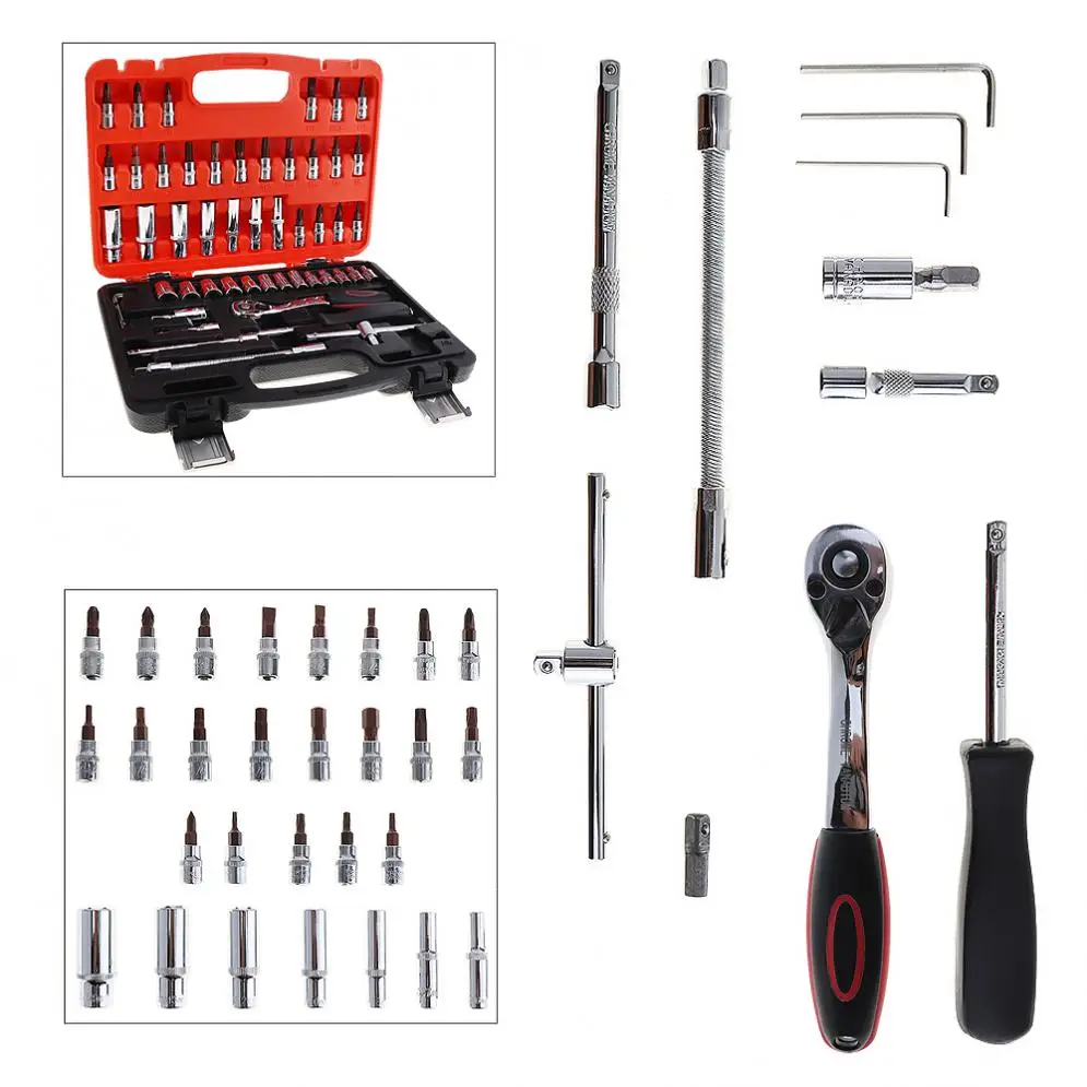 

Car Repair Tool 53pcs/lot 1/4-Inch Socket Set Car Repair Tool Ratchet Torque Wrench Combo Tools Kit Auto Repairing Tool Set