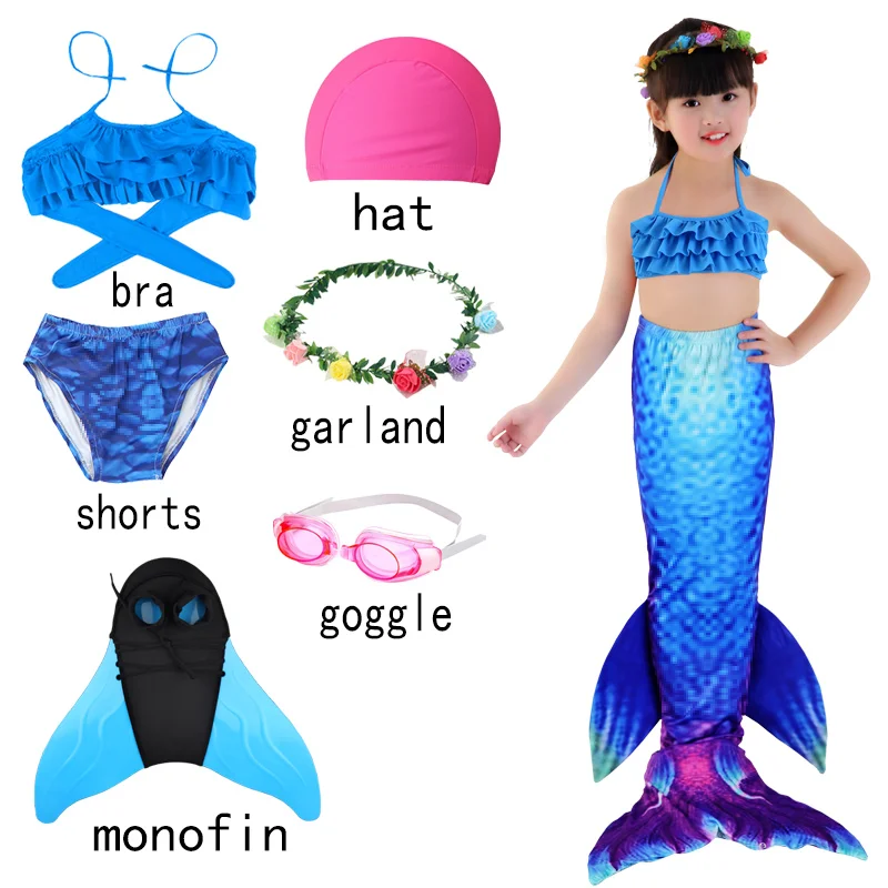Детский купальный костюм с хвостом Русалочки карнавальный Купальник для девочек