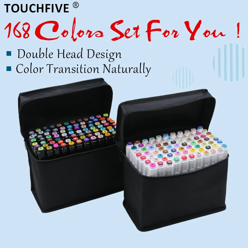 TouchFIVE художественные маркеры Наборы 30/40/60/80/168 цветов Аниме студенческий Дизайн