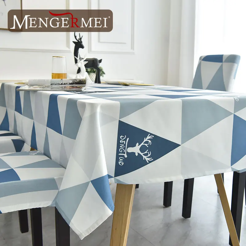 MENERMEI Водонепроницаемая скатерть с изображением лося английским принтом синяя