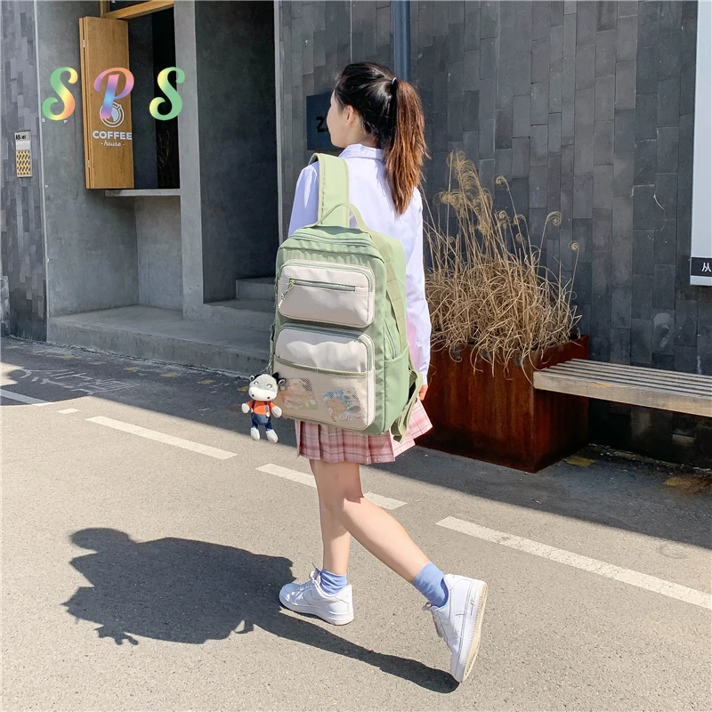 

SPS Women's Small Backpack for Girls 2021 Cartoon Print Oxford Casual Urban Portable College Youth Schoolbag