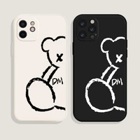 italy fashion brand cute toy bear off phone case for iphone 12 13 pro 12mini 11 pro xr x xs max 8 7 plus se2 white soft cover