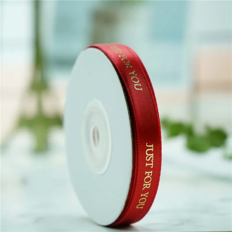

25yard*1cm Polyester Ribbon Just for you Printed Gift Wrapping Ribbon Wedding Birthday Christmas Party Supplies Decorations Rope