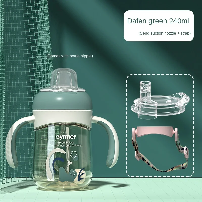 

Baby Sippy Cup Baby bottle Print Anti-choked Handle&Sling Feeding Duckbill Cup Gravity Ball Drinking Learning Straw Water Bottle