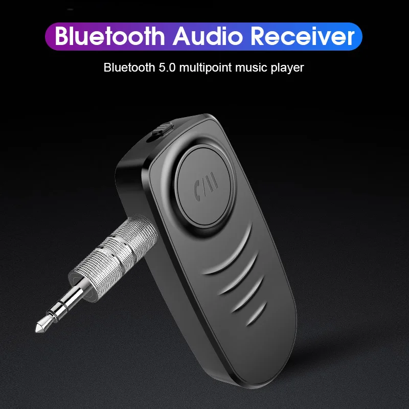 

JaJaBor Bluetooth 5.0 Receiver AUX Car Kit Hands Free Calling 3.5mm AUX Audio Jack Wireless A2DP Music Audio Receiver Adapter