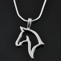 fashion cute animal horse head pendant necklace for men women simple hollow silver plated necklace trend men women party jewelry