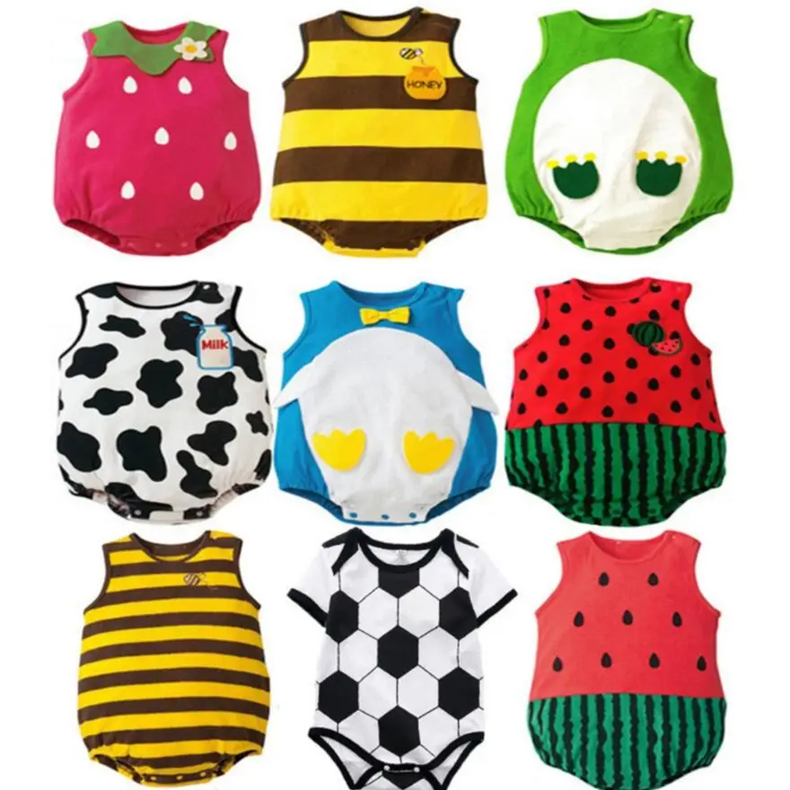 2021 Baby Summer New Boy Clothes Newborn Cartoon Girl Short Sleeve Boxer Jumpsuit 0-24 Months Cute Girl Jumpsuit Baby Bodysuits cheap