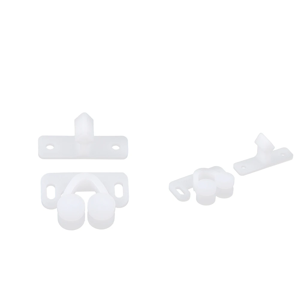 

2 Pieces Boat RV White Spring Loaded Double Roller Catch Wardrobe Door Latch