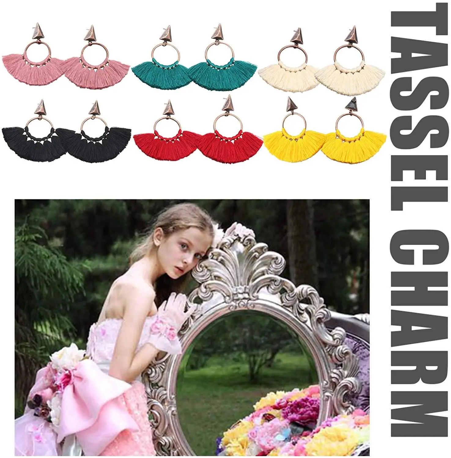 EVBEA 6 пар серьги с кисточками гипоаллергенный большой обруч висячие бахрома Boho