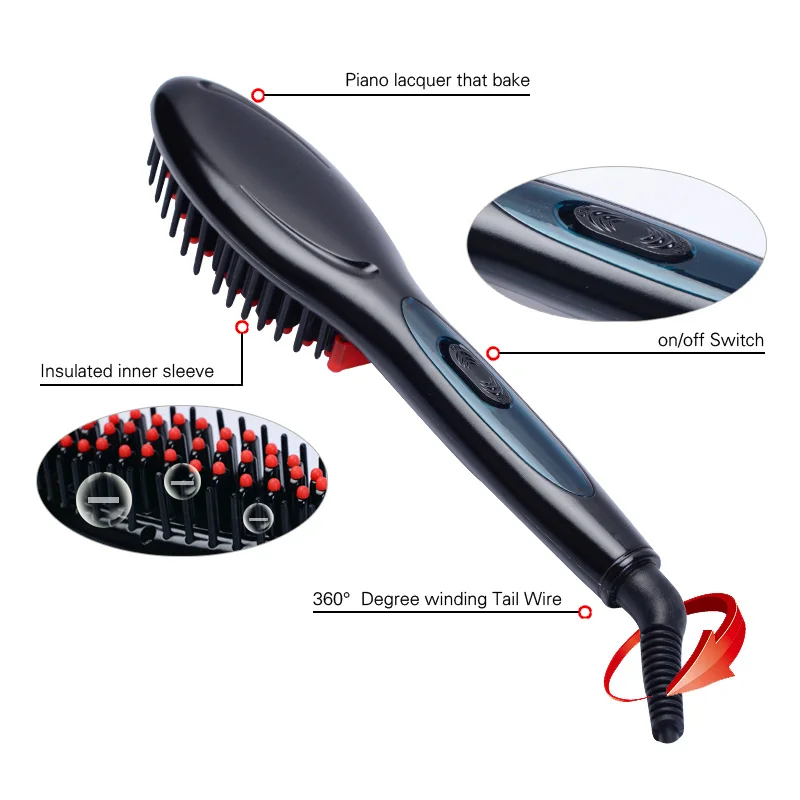 

Ceramic Electric Hair Straightening Brush Hair Straightener Comb Girls Ladies Wet & Dry Hair Care Styling Tools