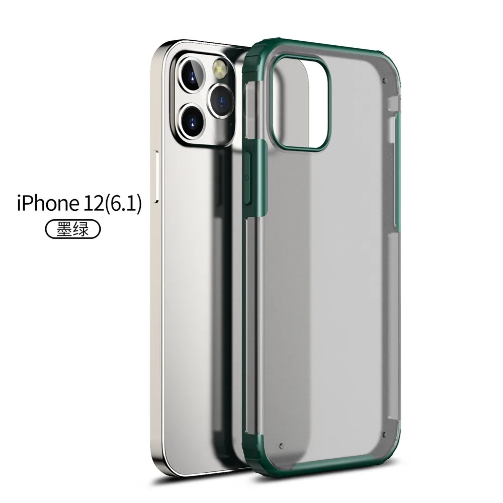

Shockproof Armor Matte Phone Case For iPhone 12 MINI 11 Pro Xs Max XR X 7 8 Plus SE2 Silicone Bumper Frosting Clear Cover Funda