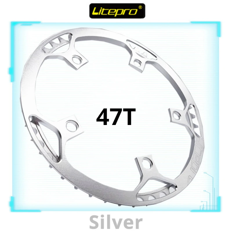 47T Silver Litepro Сверхлегкий 130 BCD 45T 47T 53T 56T 58T A7075 сплав BMX цепное кольцо складной велосипед BMX цепное колесо велосипед шатун зуб дорога - Цвет: 47T Silver