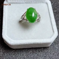 cynsfja real new rare certified natural hetian jasper nephrite rings silver lucky amulets green jade ring elegant birthday gifts