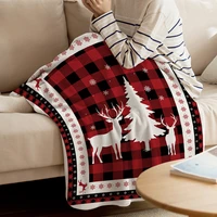 christmas black red plaid elk blanket soft throw blanket machine washable blankets for beds