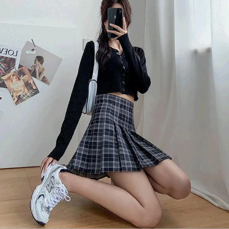 

Summer Harajuku Female Empire Casual Japanese Kawaii Cute Skirts Student Uniform Sailor Skirt Plaid Pleated Women Mini Skirts