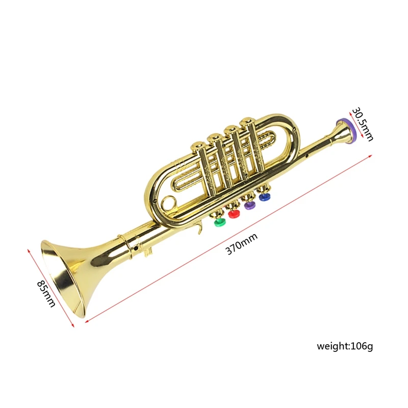 

Kids Plastic Trumpet with 3 Colored Keys for Early Developmental Music Education Toy
